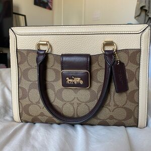 Coach Brown and Cream Signature Tote Bag